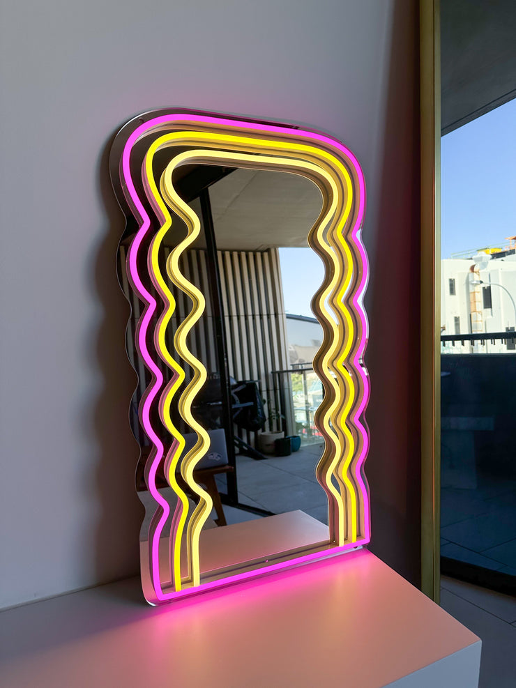 Wave Mirror Pink - LED Neon from Status Glow