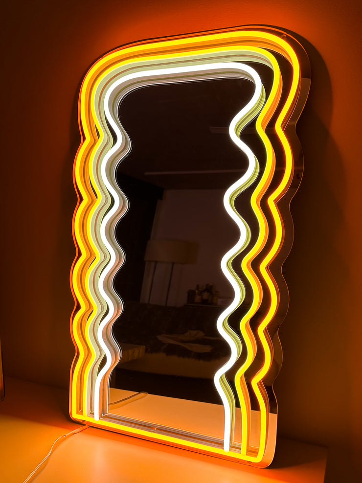 Wave Mirror Orange - LED Neon from Status Glow