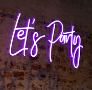 let's party neon sign hire